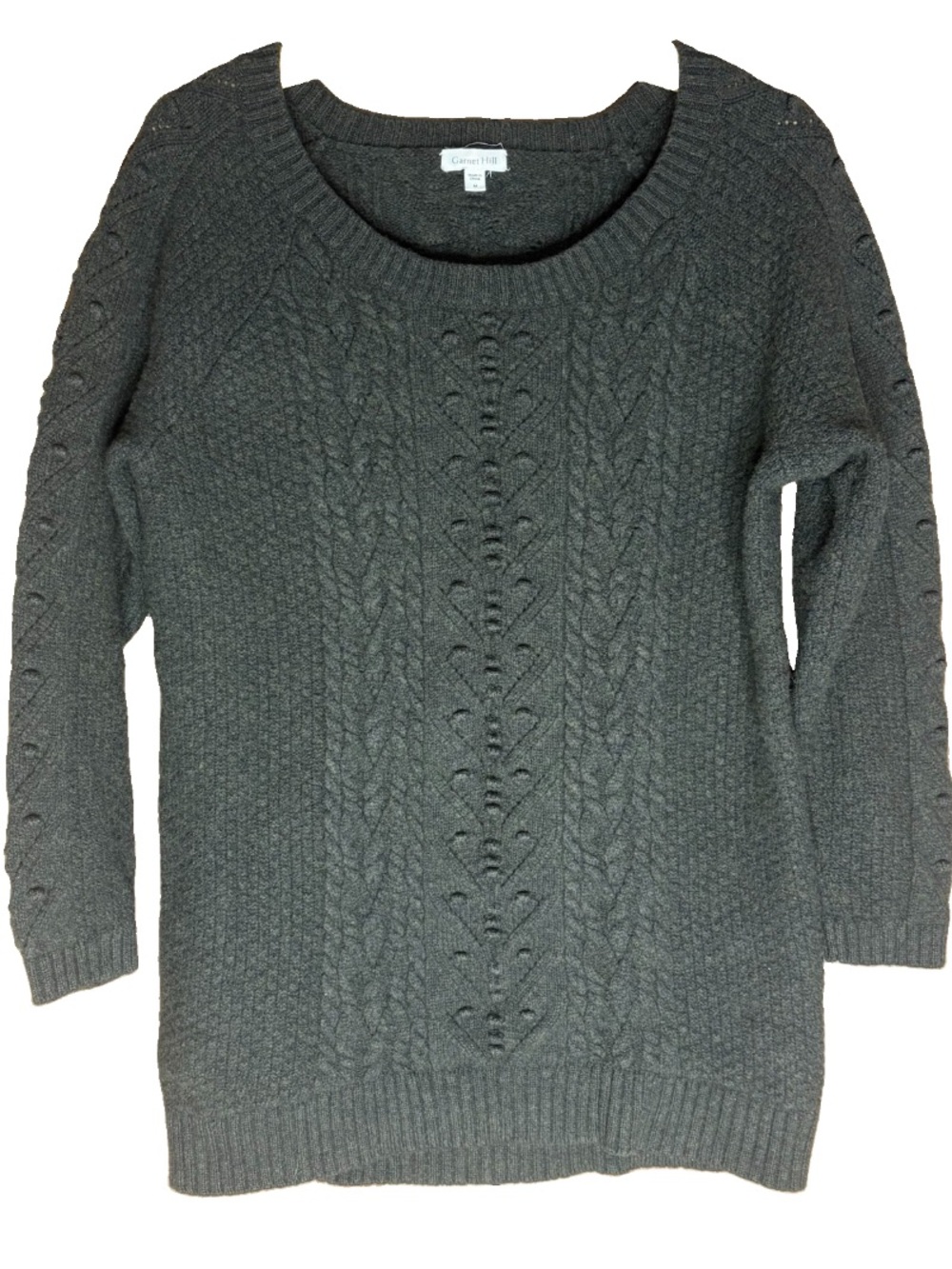Garnet Hill Green Wool Textured Tunic Sweater
